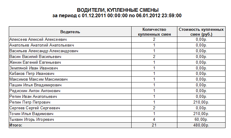 Внешний вид отчета.